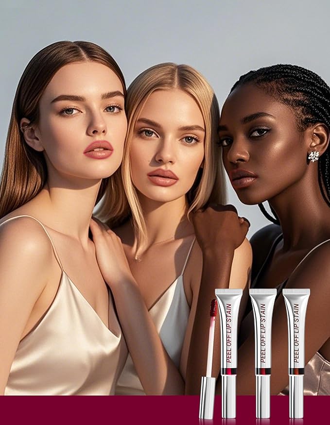 Erinde 3 Colors Peel Off Lip Liner Stain, Long Lasting Waterproof Lip Tattoo, Matte Finish Transfer-Proof Lip Stain for All Day Wear, Highly Pigmented Nude Lip Color, Vegan & Cruelty-Free, Set A