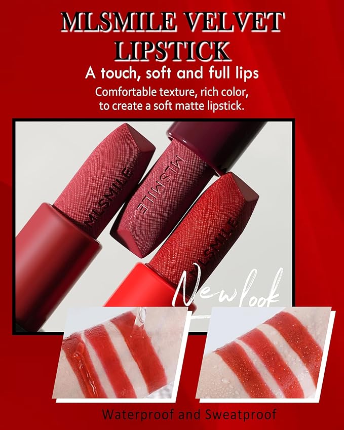 Matte Lipstick Brown Red, Nude Matte Red Lipstick Long-Lasting Lip Makeup Waterproof Smudge Proof for Women, Silky Velvet Moisturizing Lip Stick High Impact Lip Color Lip Gloss Balm Gift for Girls-06