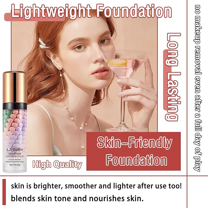 3 in 1 Color Correcting Cream,Moisturizing Isolation Cream Oil Control One Step Color Corrector,Skin Tone Correcting Concealer & Invisible Pore Face Primer Foundation Makeup