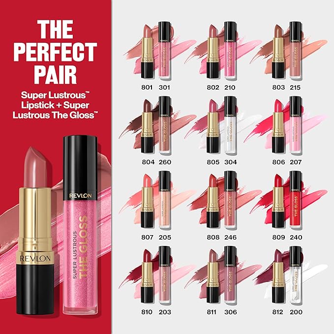 Revlon Super Lustrous Lip Gloss, Non-Sticky, Hydrating, High Shine Finish, 210 Pinkissimo, 0.13 oz
