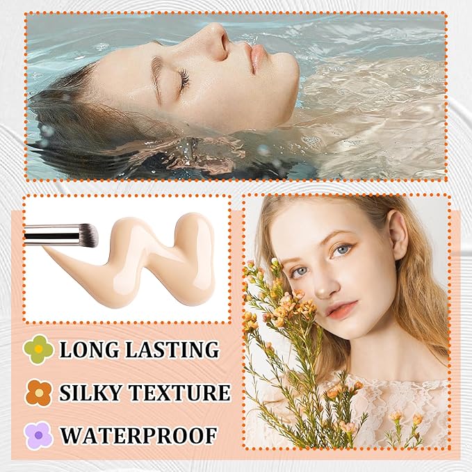2 Pack Full Coverage Liquid Foundation,Moisturizing BB Cream Foundation Makeup Set with Foundation Brush,Oil Control Long Lasting Waterproof Concealer CC Cream Foundation for Women(Natural)
