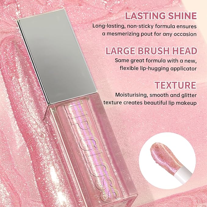 Glitter 2 in 1 Lip Liner and Chameleon Lip Gloss Combo, Gradient Dark Brown Lipstick Plumping Lip Pencil Sparkly Liquid Lip Stain Set, Moisturizing Smooth High Shine Lip Combo Lip Makeup