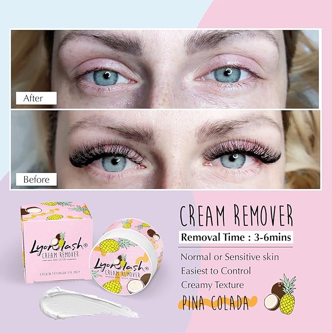 Lyon Lash Pro Gentle Eyelash Extension Cream Remover 15g 0.51fl. oz | Removes Lash Extension Glue Effectively| Low Irritation for Sensitive Skin | Essential Lash Extensions Supplies (Pina Colada)