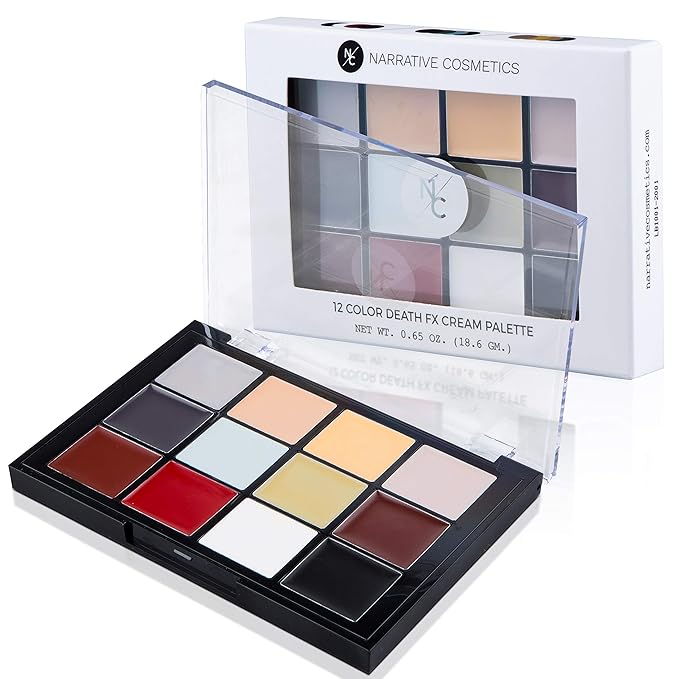 12-Color Death FX Cream Palette, Professional Quick Drying Waterproof SFX Makeup for the Stage, Film, Costumes, Cosplay, Halloween