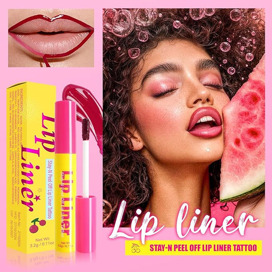 Peel Off Lip Liner Stain, Stay Peel Off Lip Tint Tattoo, Longlasting Moisturizing Lip Liner, Waterproof Nourishing Red Lip with Matte Finish, Create A Charming Vibrant Color, 02 Red