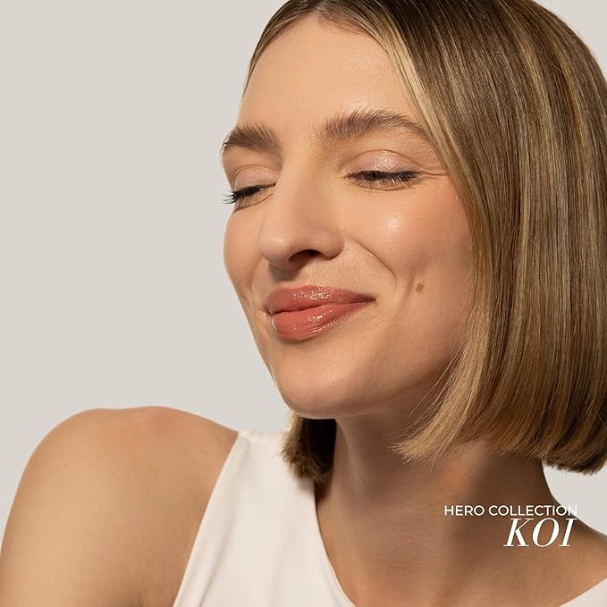 FITGLOW Beauty Lip Colour Serum | Hydrating Lip Gloss | Plumping Anti-Aging Lip Treatment | Natural Shine with Pomegranate Sterols & Collagen | Buildable Color for Dry Chapped Lips | Koi - 10g
