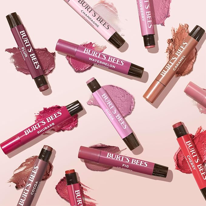 Burt's Bees Shimmer Lip Tint, Tinted Lip Balm Stick, Moisturizing for All Day Hydration with Natural Glowy Pigmented Finish & Buildable Color, Watermelon, 1 Tube, 0.09 oz.