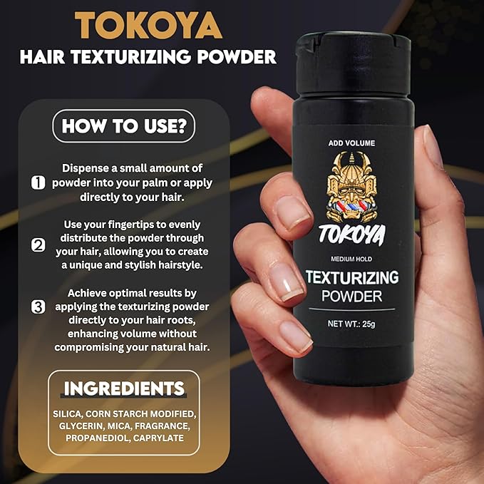 TOKOYA Texturizing Powder - 25g | Instant Volume, Matte Finish, Long-Lasting Hold