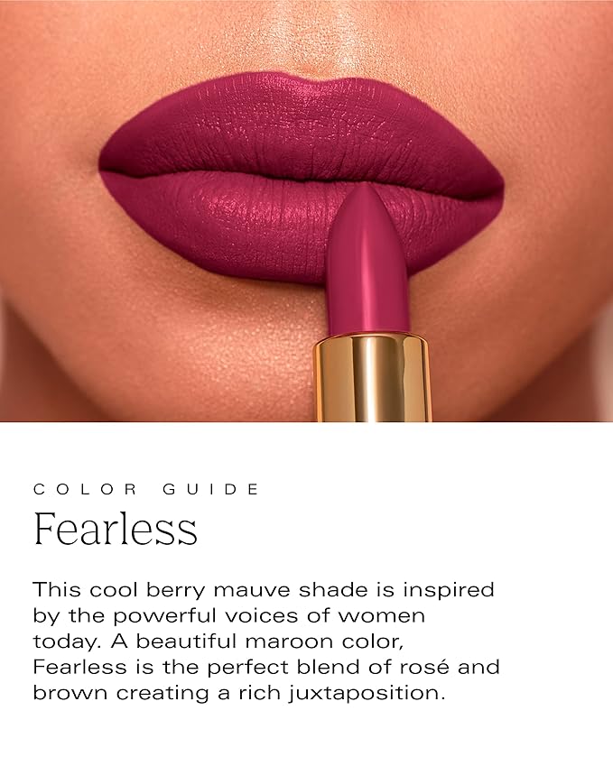 by Patricia De León | High Powered Lipstick (Fearless) | Intensely Colored Mauve Matte Finish Lipsticks | Long Lasting Hydrating Formula, Creamy Texture for Weightless Coverage | Vegan | Cruelty-Free| .14 oz