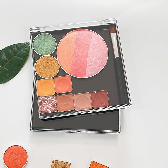 2Packs Square Shape Empty Magnetic Makeup Palette Empty Storage Box for Eyeshadows,Powders,Blushers 4.01 x 3.89'' with 20pcs Metal Stickers