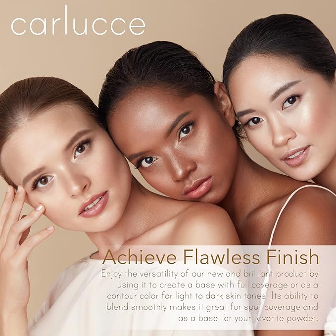 Carlucce Complete Makeup Set: Cache Cream 3-in-1 Palette & Foundation Brush - Achieve Faultless Coverage, Natural Finish, Vegan & Cruelty-Free Beauty Essentials