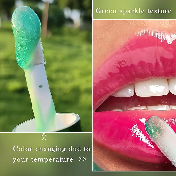 Changing Lip Gloss Non-sticky Moisturizing Lip Oil Gloss Nourishing Shiny Glossy Lipgloss for Lip Care and Dry Lip with Big Brush