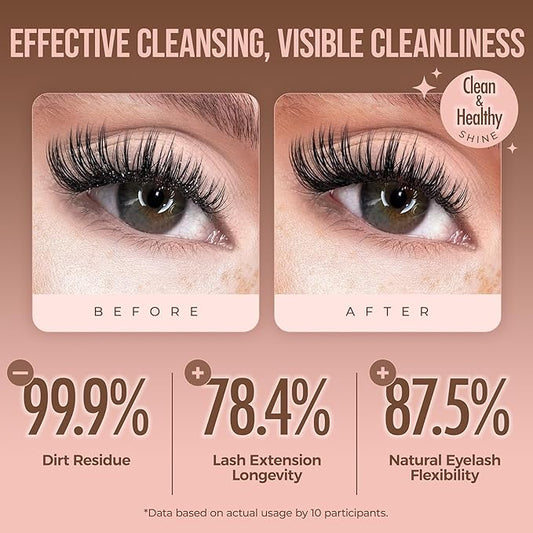 LASHVIEW Shampoo for Lash Extensions, 50ml+Brushes, Eyelash Extension Cleanser Lash Cleaner for Makeup Cleansing Foams, Paraben & Sulfate Free for Salon and Home Use