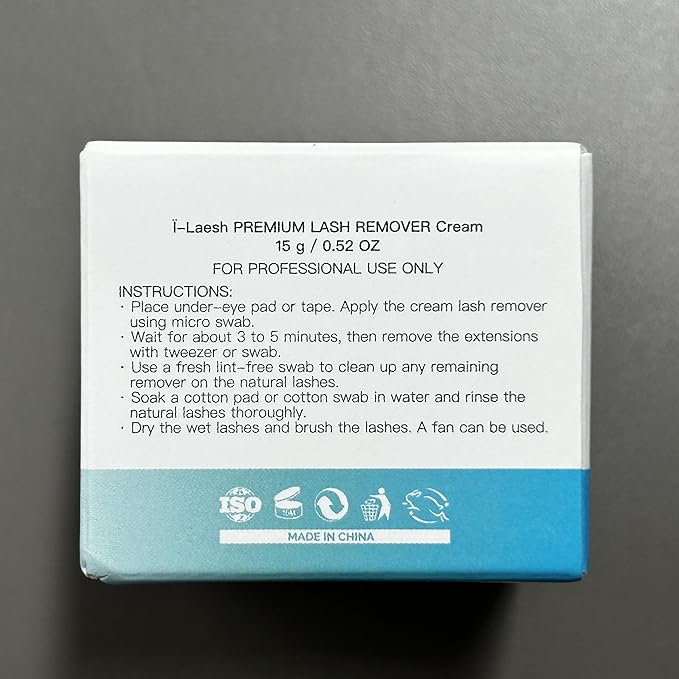 i-Laesh Eyelash Extension Remover Cream, 15g / 0.52 oz, Glue Remover, Fast Lash Adhesive Dissolution, Sensitive Skin, Low Irritation, for Professional Only