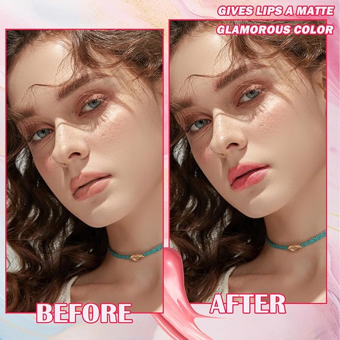 6 Colors Lip Tint Stain Set,Mini Liquid Lipstick Moisturizing Long Lasting Plumping High Pigmented Lip Gloss Set,Lightweight Non-Stick Cup Matte Lipstick for Waterproof Cheek and Lip Tint Makeup D