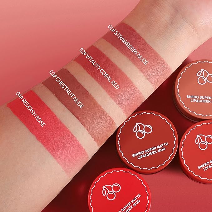 Lip and Cheek Blurring Pudding Pot, Blurry, Buildable and Lightweight Lip Tint, Creamy Multi-Purpose Blurring and Mousselike Pudding Pots for Women Lips, Cheek & Eye, 02# Vitality Coral Red