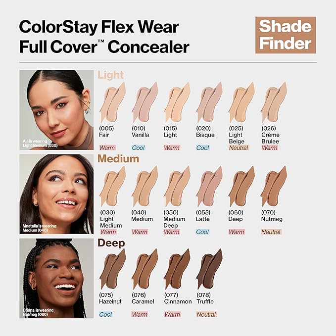 Revlon ColorStay Flex Wear, Full Cover Non-Creasing Concealer, Infused with Hyaluronic Acid & Vitamin E, Flexible Longwear, 026 Crème Brulee, 0.34 Fl Oz