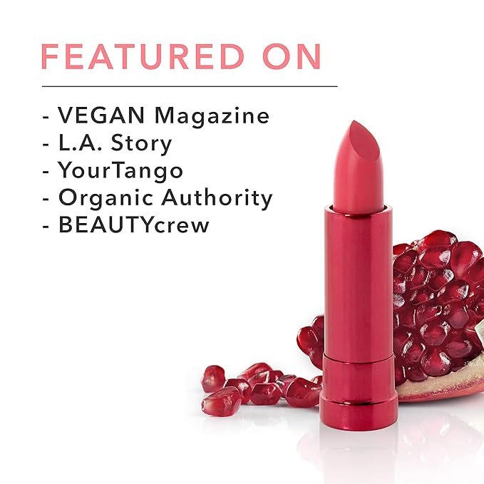 100% PURE Pomegranate Oil Anti-Aging Lipstick Long Lasting, Vibrant Makeup - Moisturizing Cocoa Butter Satin Finish - Vegan Fruit Pigmented Primrose Color (Pink) - 0.15 oz