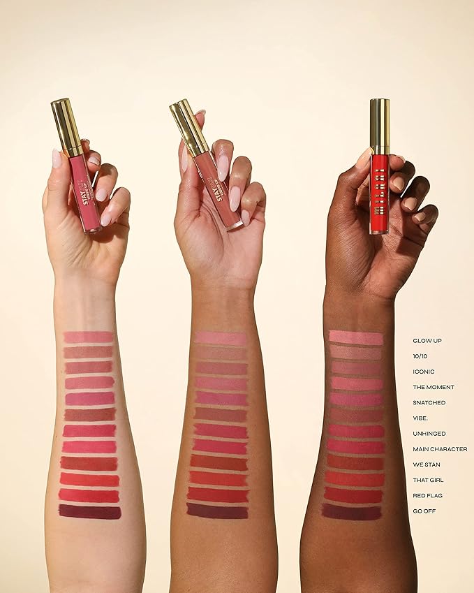 Milani Stay Put Longwear Liquid Lipstick Unhinged + Understatement Lipliner Pencil - Highly Pigmented Retractable Soft Lip Liner Pencil + Keep It Full Nourishing Lip Plumper - Moonlight