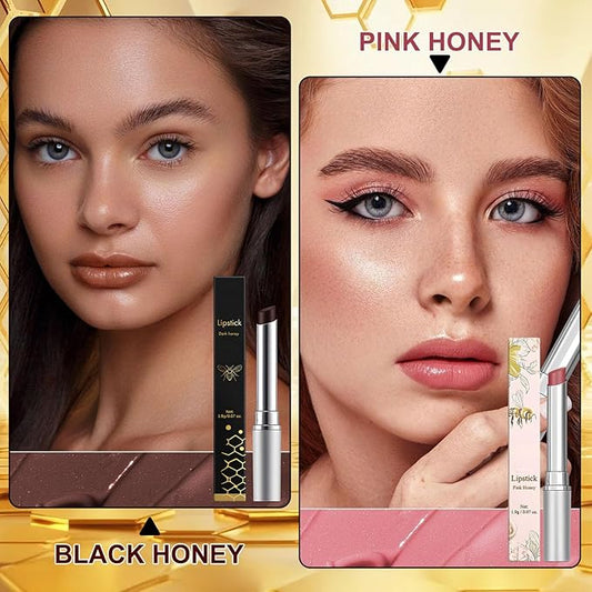 Honey noir - Black Honey Lipstick for Women, Natural Glossy Pink Lips Balm, Nourishing and Hydrating Lip Gloss for All Skin Tones (black+pink, 2)