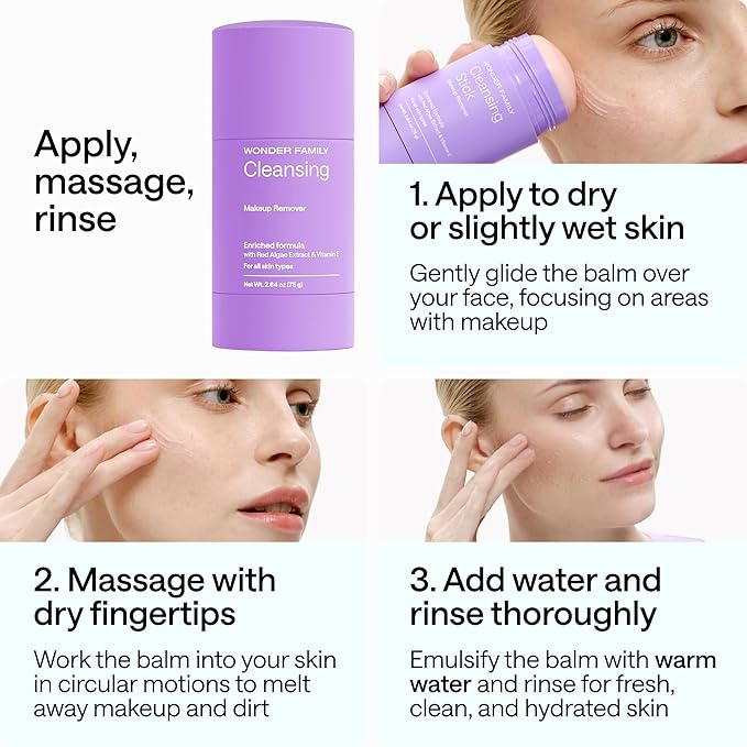 Cleansing Gel Makeup Remover Stick - Melt Cosmetics with Travel Size Facial Cleanser for Sensitive Skin - Cleansing Balm - Clean Makeup Travel Face Cleanser Balm - Paraben, Sulfate Free, 3 Pack
