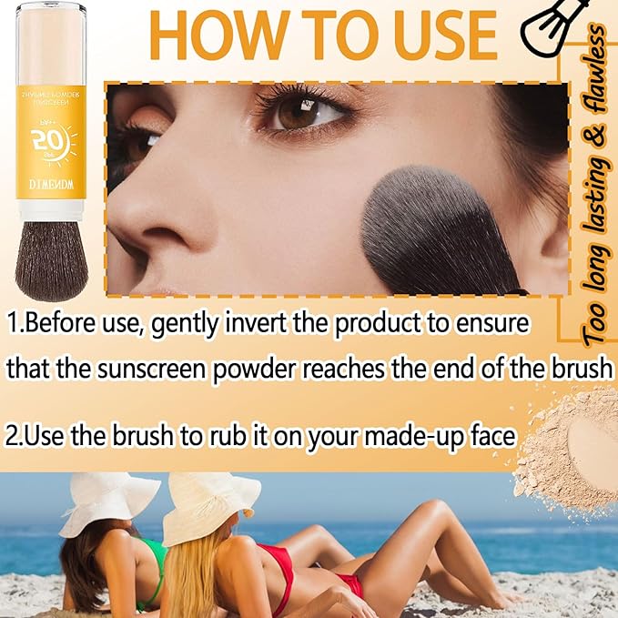 Mineral Sunscreen Setting Powder SPF 50 PA++,Breathable Sun Screen with Brush,Lightweight Long Lasting Oil Control Face Sunscreen,Matte Concealer Setting Powder for All Skin Types