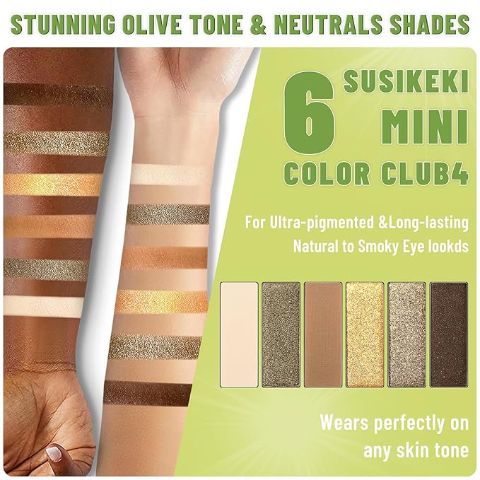 2PCS 6 Colors Mini Naked Eyeshadow Palette Makeup Set Neutral Nude Eye Shadow Blush-colored & Olive-colored Matte Shimmer Make Up Pallet with Mirror Highly Pigmented Travel Size Gift Kit