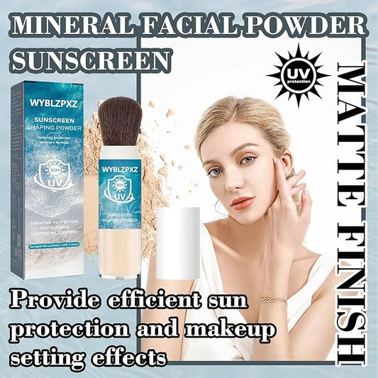 Mineral Facial Powder Sunscreen,SPF50+ PA++++ Loose Setting Sunscreen Powder for Face,Lasting Oil Control Lightweight Brush on Sunscreen for All Skin Types,Matte Concealer Face Setting Powder Makeup