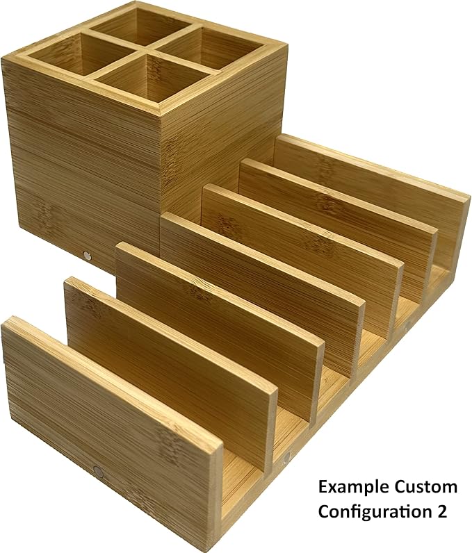Modular Bamboo Makeup Palette Organizer and Makeup Brush Holder 2-piece Set with MagniLock
