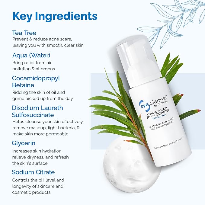 All-in-One Eyelid and Eyelash Cleanser for Extensions, Lash Extension Kit Essential, Enriched with Tea Tree Oil, Helps Ease Tired Eyes, 100 ml - EyeCleanse