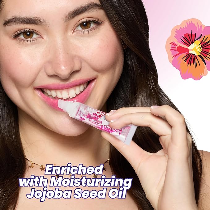 Blossom Lip Gloss Tubes, Cherry Scented Thick Clear High Shine Moisturizing Flower Lip Gel with Nourishing Jojoba Seed Oil, Infused with Real Flowers, 0.3oz, Cherry