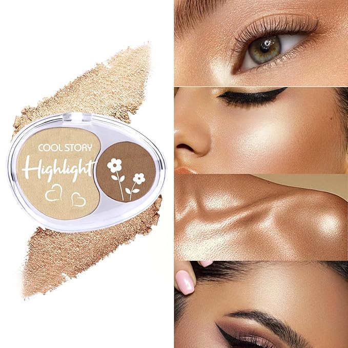 Face High Lighters Makeup Glitter Illuminator Pressed Powder Luminizers Eyeshadow Palette Powder for Face Body Cheek Skin 2#