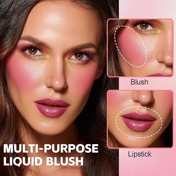 Liquid Blush, Multi-Use Make Up for Cheeks & Lips, High Pigment Matte Blush, Silky Creamy & Blendable Color for Highlighting Contour, Creating a Natural Moisturizing Finish