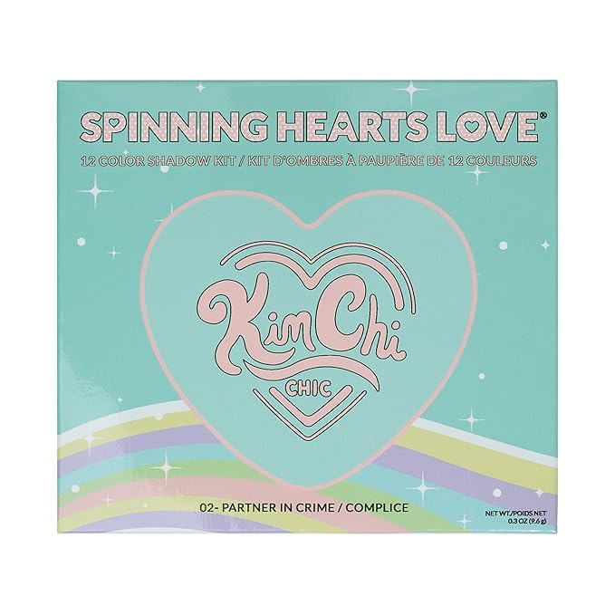 KimChi Chic Spinning Hearts Love Eyeshadow & Pigment Palette - 12 Shades for Soft Glam to Bold Looks, Long Lasting, Blendable, Cruelty Free, Partner in Crime 0.3 oz