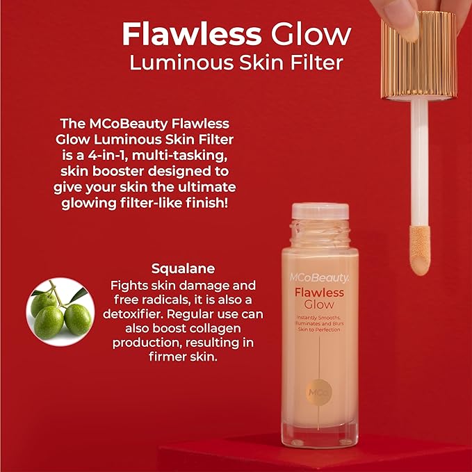 MCoBeauty Flawless Glow, Luminous Skin Filter, 7, Blurs and Smooths, Dewy Finish, 4-in-1 Multi-Tasking Formula, Vegan, Cruelty Free Cosmetics