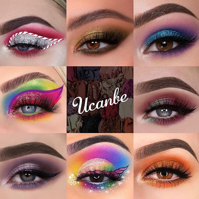 UCANBE Dewy Makeup Setting Spray + 86 Colors Eyeshadow Palette with 15pcs Makeup Brushes Set Matte Glitter Long Lasting Highly Pigmented Waterproof Contour Blush Powder Highlighter