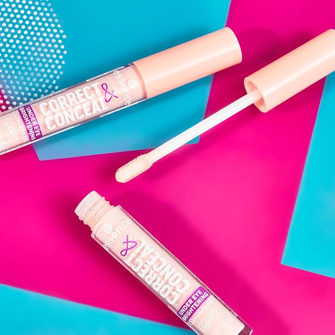 essence | Correct & Conceal Under Eye Brightening Concealer | Easy Application, Lightweight, Buildable, Infused with Aloe Vera | Vegan & Cruelty Free (10 | Light)