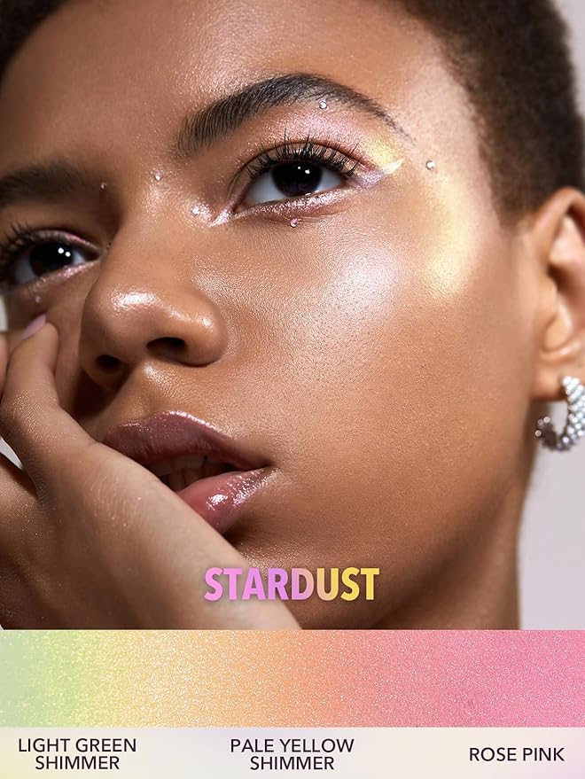 SHEGLAM Chroma-Glow Bloom Liquid Highlighter Color Changing Gel Cream Multichrome Highlighter High-Shine Finish Long Wear Brightening Non-Caking-Stardust