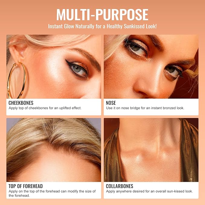Oulac Matte Bronzer Powder Face Makeup with Mirror - Natural SunKissed Bronzer Look,Highly Pigmented Cream Bronzer, Long Lasting Glow, Easy to Blend, Vegan & Cruelty-Free BS03, 【BS03 Mocha】