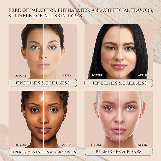 4-in-1 Tinted Moisturizer With SPF50,Anti-Aging,Against UVA and UVB,Bio Mimic Foundation,Suitable for Sensitive Skin,Simple and Easy