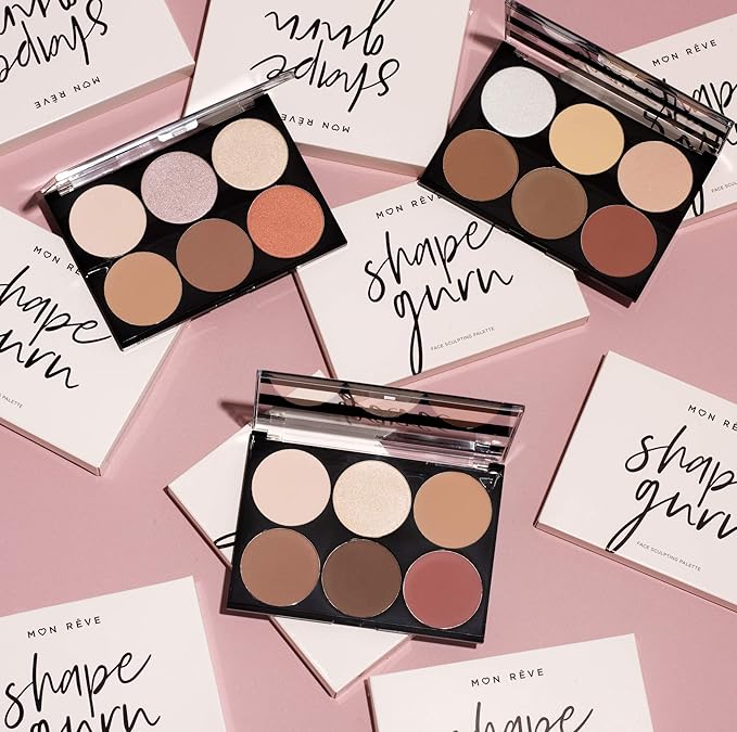 Mon Reve Shape Guru - 3-in-1 Face Sculpting Palette with Highlighter, Contour & Blush - Parabens-Free Vegan Mineral Makeup Kit for Light & Dark (01 Light)