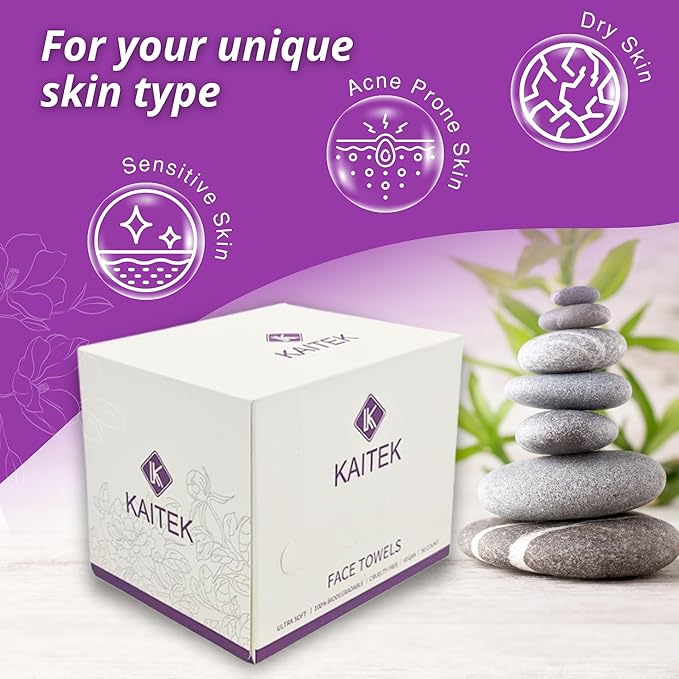 Towels XL, 100% Biobased Face Towel, Disposable Face Towelette, Makeup Remover Dry Wipes, Ultra Soft, 50 Ct, 1 Pack