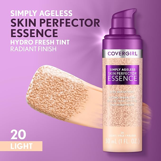 Covergirl Simply Ageless Skin Perfector Essence Foundation Bundle with Shades 20 Light and 30 Light-Medium, 1oz Each