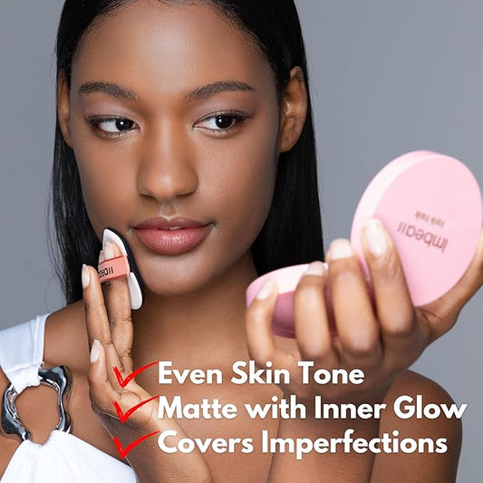 Toktok Glow Cushion Foundation, Dark Shades for melanin beauties, provides buildable coverage with luminous finish with diamond powder, glacial water, and vitamin(#09 CARAMEL, 0.42 Fl Oz)