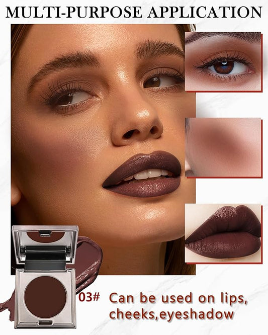 Long Lasting 2-in-1 Creme Cheek Blush + Lip Stain Lipstick, High Pigmented Tinted Lip Balm Blusher with Brush,Hydrating Cream Texture for Cheek,Eye & Lip Tint,Women's Day Makeup Gift for Women-03