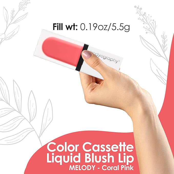 Bodyography Color Cassette Liquid Blush and Lip Tint - Multi Tasking Liquid Blush and Lip Product - Melody