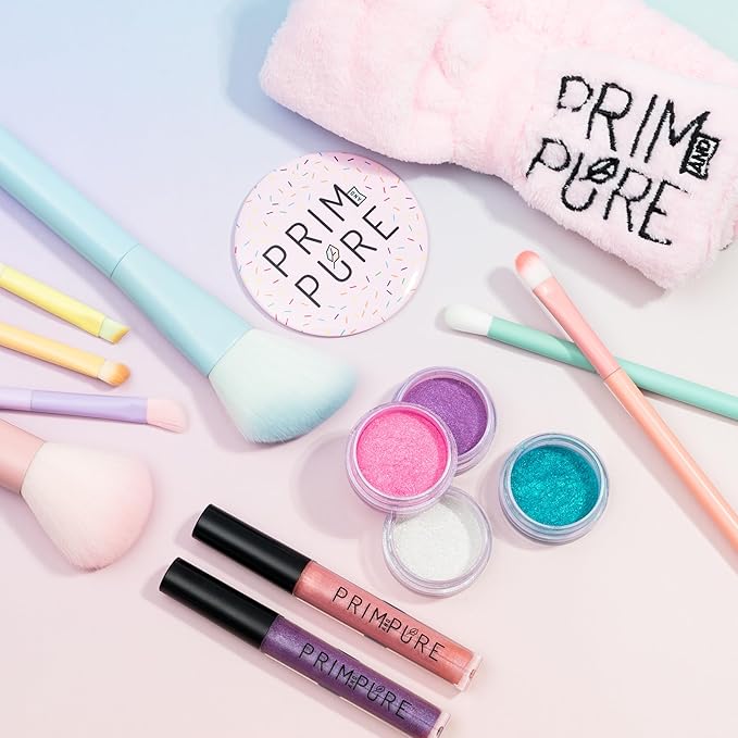 Prim and Pure Ultimate Mineral Makeup Gift Set | Perfect for Play Dates & Birthday Parties | Kids Safe Eyeshadow Makeup Mineral | Organic & Natural Makeup Kit | Made in USA