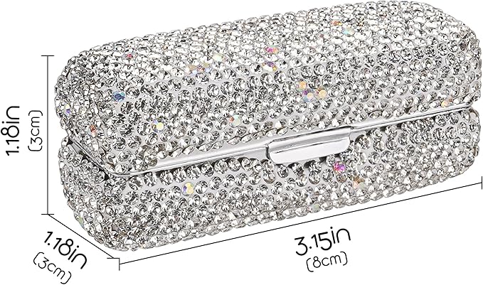 Crystal Lipstick Organizer, Lipstick Case with Mirror, Shiny Crystal Lipsticks Case for Outdoor, Party, Gathering, Home Storage