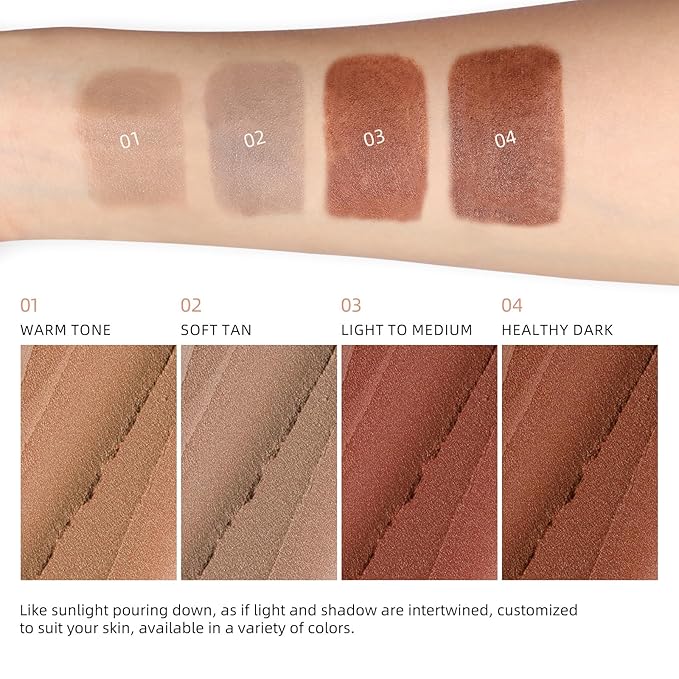 Erinde Cream Contour Bronzer Stick, Natural Finish Contouring Stick, Blendable & Smooth Matte Bronzer Stick, Waterproof & Long Lasting Face Shaping Makeup, 03 Light To Medium