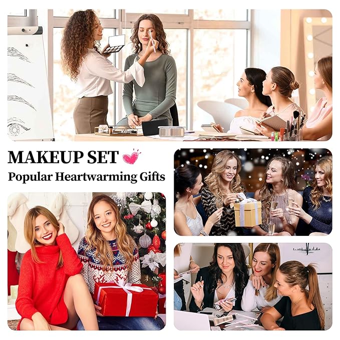All in One Makeup Kit for Women,Makeup Gift Set Includes Eyeshadow Palette,Blush,Loose Powder,BB Cream,Primer,Eyebrow Pen and Tencils,Mascara,Eyeliner,Lipstick,Lip Oil,Makeup Sponge Brush and Bag,14P